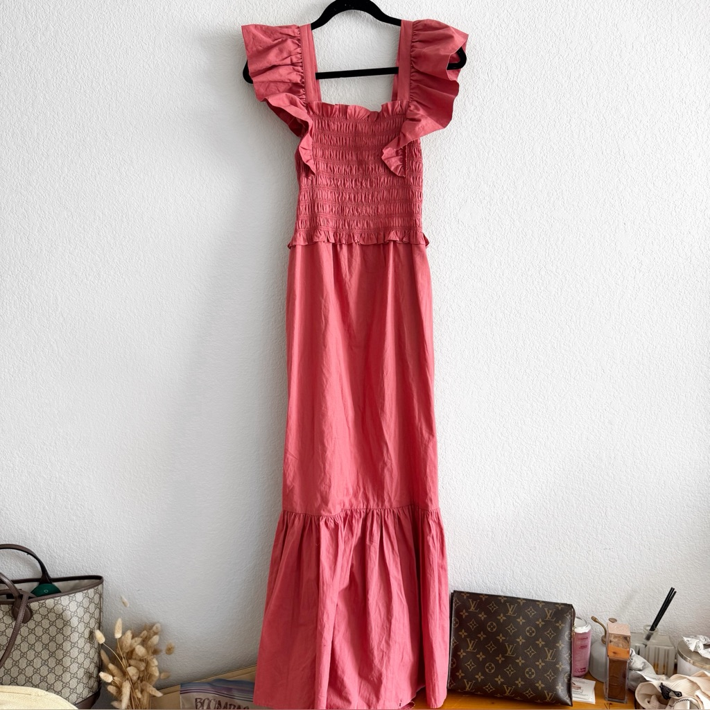 Sea New York Pink Midi Tiered Ruffle Coquette Boho Prairie Dress Size Small